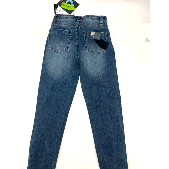 Indigo Rein Women's Distressed Mom Jeans Med Blue NWT - Picture 2 of 4